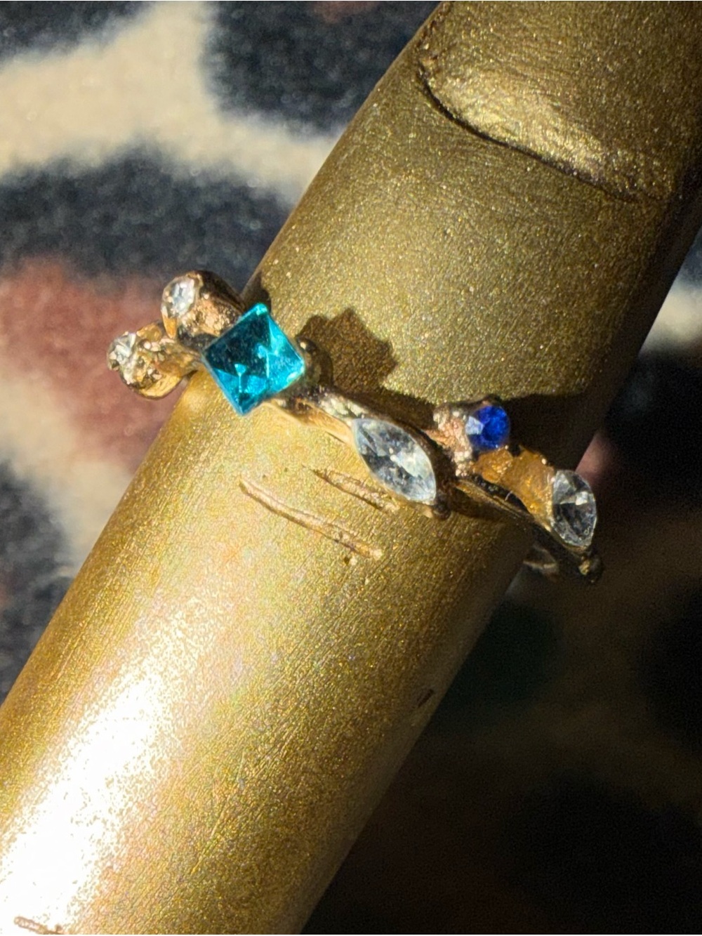 blue and silver gemstone ring
